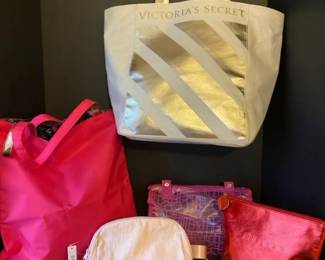 MultiPiece Cosmetic  Tote Bag Lot featuring Victorias Secret, Lancome  Soma