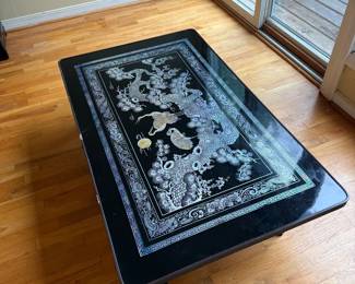 Lacquered Mother of Pearl Inlay Foldout Table