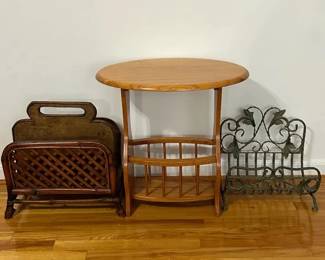 Vintage Magazine Table and Racks Lot