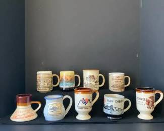 Retro Travel Mug Lot  Deneen Michie Tavern, VA, Mount Vernon, San Fran. MORE