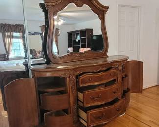 Large Wood Dresser with Mirror