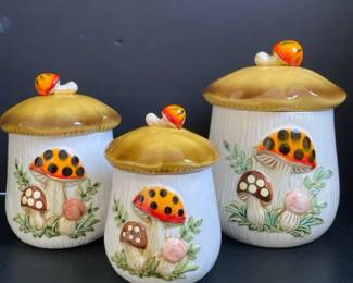 Vintage Sears Roebuck Merry Mushroom 1978 Japan Canister Set