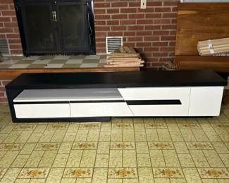 Modern Extendable Black and White TV Stand