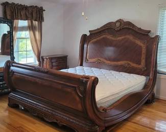 King SleighStyle Bed Select Comfort Air Mattress READ