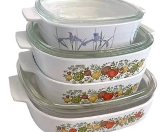 Corning Ware Spice Of Life Set Of 4 Casserole Dishes, One Without Lid