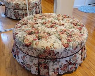 Ethan Allen Large Floral Upholstered Ottoman
