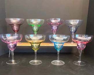 Colorful Glossy Set Of 8 Cocktail Margarita Glasses