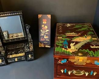 Vintage Asian Korean Jewelry Boxes Vanity Sets