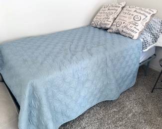 Twin bed, mattress, and sheets