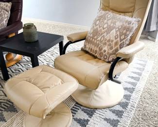 Leather armchairs with ottomen
