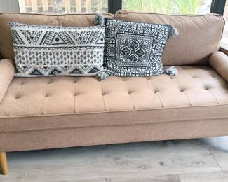MCM-style faux leather sofa