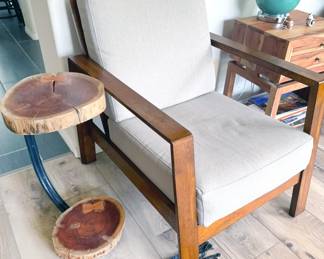 Leather armchair (Margallo style), live edge side table