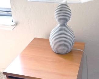 Wood night stand and lamp