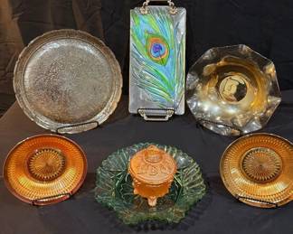 Vintage Depression Glass And Pressed Glass Serving Collection