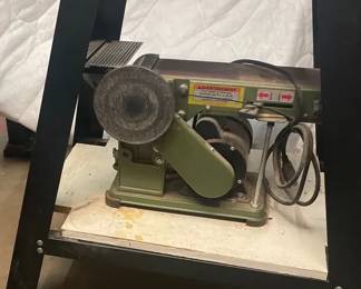 Vintage Benchtop Belt  Disc Sander on HeavyDuty Stand