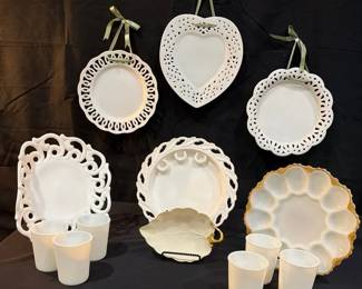 Vintage White Ceramic Serving And Decor Collection