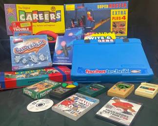 Vintage Games  Electronics Lot  Careers, Balderdash, FischerTechnik, PlayStation  Handheld Games