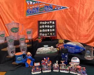 University of Florida Gators Memorabilia Collection  Pennant, Stadium, Glassware, Pins  Figurines