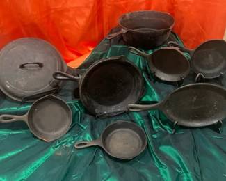 Vintage Cast Iron Cookware Collection with Skillets, Dutch Oven  Griddles