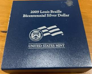 2009 Louis Braille Bicentennial Proof Silver Dollar  U.S. Mint with Original Box  Case