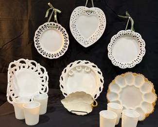 Vintage White Ceramic Serving And Decor Collection