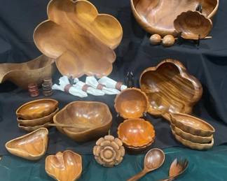 Vintage ACAR Philippines Monkeypod Wood Servingware Collection