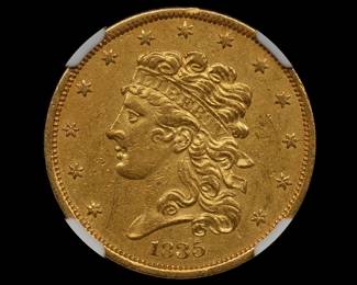 1835 Gold Liberty Half Eagle $5 Piece WOW