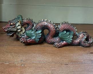 110 polychromedragonsculpturesigned