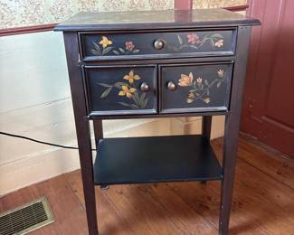 108 folkartstyleblackfloralsidetable