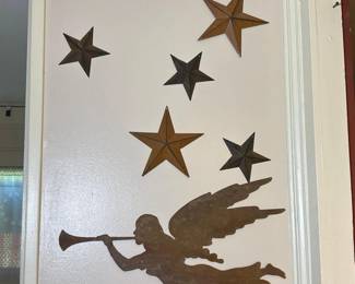 002 rusticmetalwalldecorofangelstars