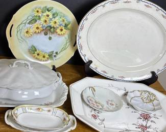 081 vintageservingdishesplattersandbowl