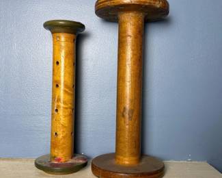 086 antiqueindustrialwoodentextilespools