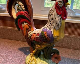 187 handpaintedceramicroosterfigurine