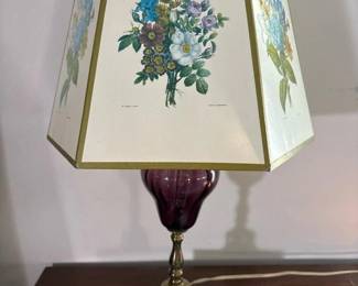 151 purpleglassandbrasstablelampwithf