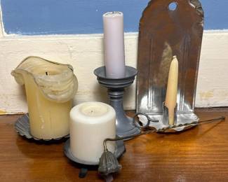 087 assortedmetalcandleholderssnuffer