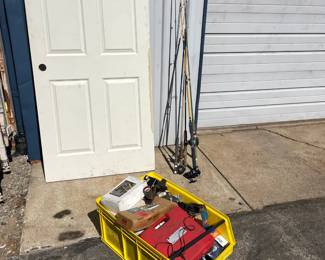 36' interior door fishing poles, misc
