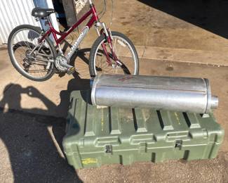 Military storage case, large muffler schwinn bike rear tire flat