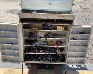 old cabinet with contents