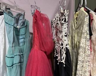 1950's tulle dresses, evening gown, 1960's lace dress