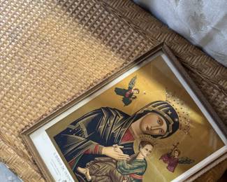 Vintage Mary Print, wicker coffee table