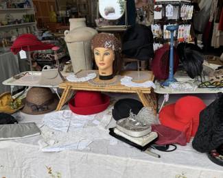 Vintage hats, collars, evening bags, purses