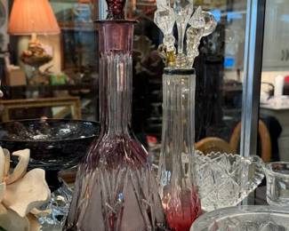 Amethyst cut to clear decanter 