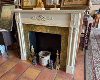 Faux painted marble fireplace surround 