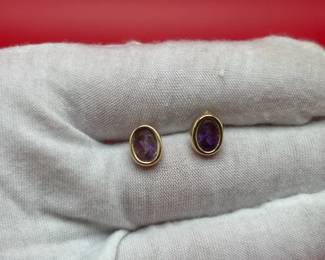 14K Yellow Gold Gemstone Earrings