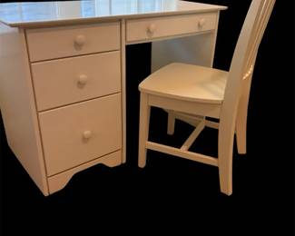White 4Drawer Desk Slatback Chair