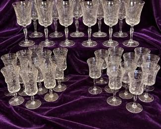 Three Sets Of Vintage Pressed Glass Wine Glasses 7, 6 And 5.5 Matches MT036DR And MT038DR