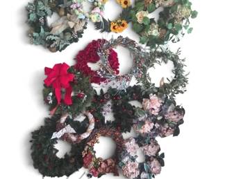 Collection Of Assorted Seasonal Decorative Wreaths