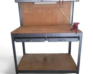 HeavyDuty Metal Workbench with Pegboard Drawers