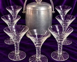 Seven Vintage Swirled Stem Martini Glasses