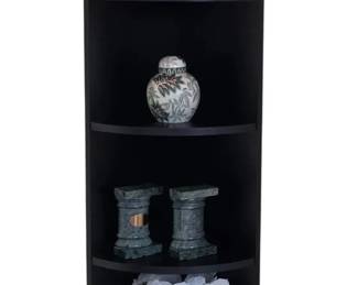 Black 3 Tier Corner Shelf With Fabulous Decor Pieces